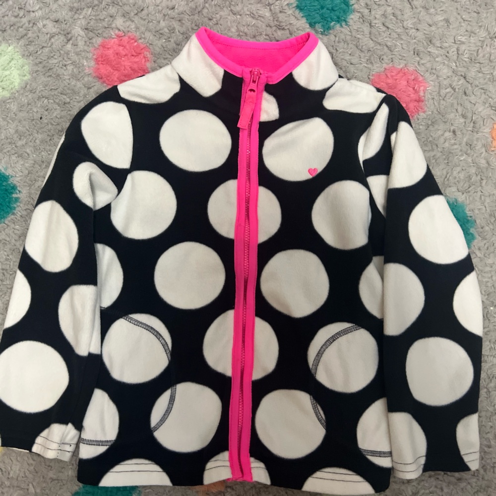 Carter's Pink and Black Polka Dot Jacket Girls size 5